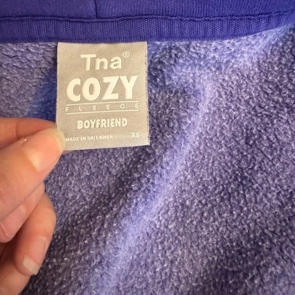 2/40 TNA Cozy Fleece Purple Boyfriend Fit Zip Up Hoodie - Women’s XS - Picture 4 of 7